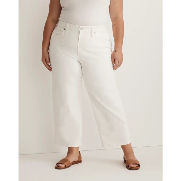 Madewell White The Perfect Vintage Wide Leg Crop Denim Jeans 14W Plus DM1626 - Picture 15 of 15